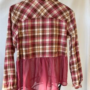 Rewind Plaid Button Down Shirt - Pink and Brown